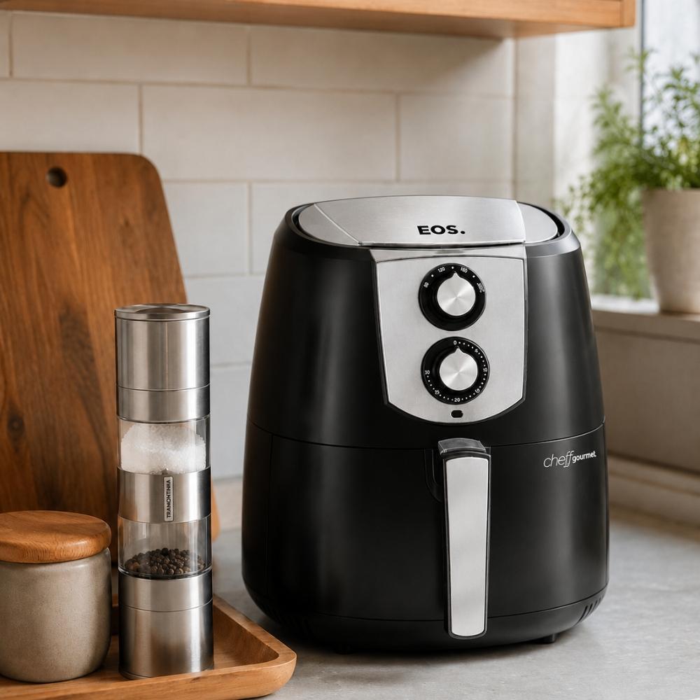 Fritadeira Sem Óleo Air Fryer Toutch EAF42p 127v Eos Com Moedor Sal e Pimenta Duplo Tramontina