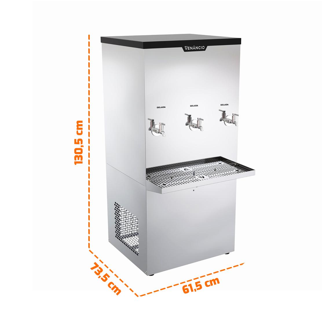 Bebedouro Refrigerado Industrial Inox de Coluna 100l 3 Torneiras Geladas Bi100l 127v - Venâncio