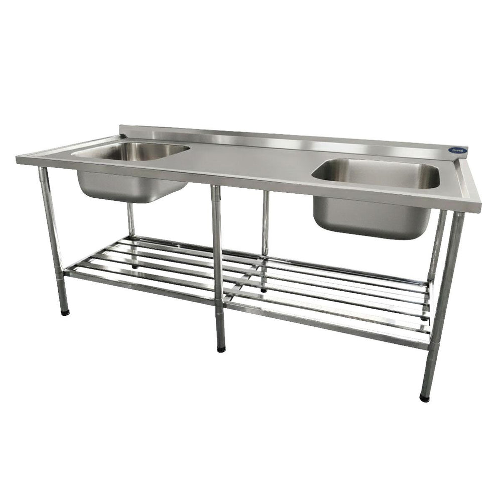 Bancada Mesa 200x70 Inox 430 Com 2 Cubas 50x40x25 Com Grade Inferior - Imeca 6816