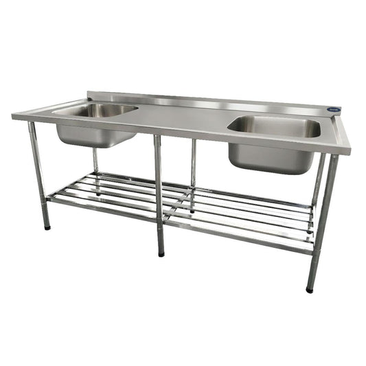 Bancada Mesa 200x70 Inox 430 Com 2 Cubas 50x40x25 Com Grade Inferior - Imeca 6816