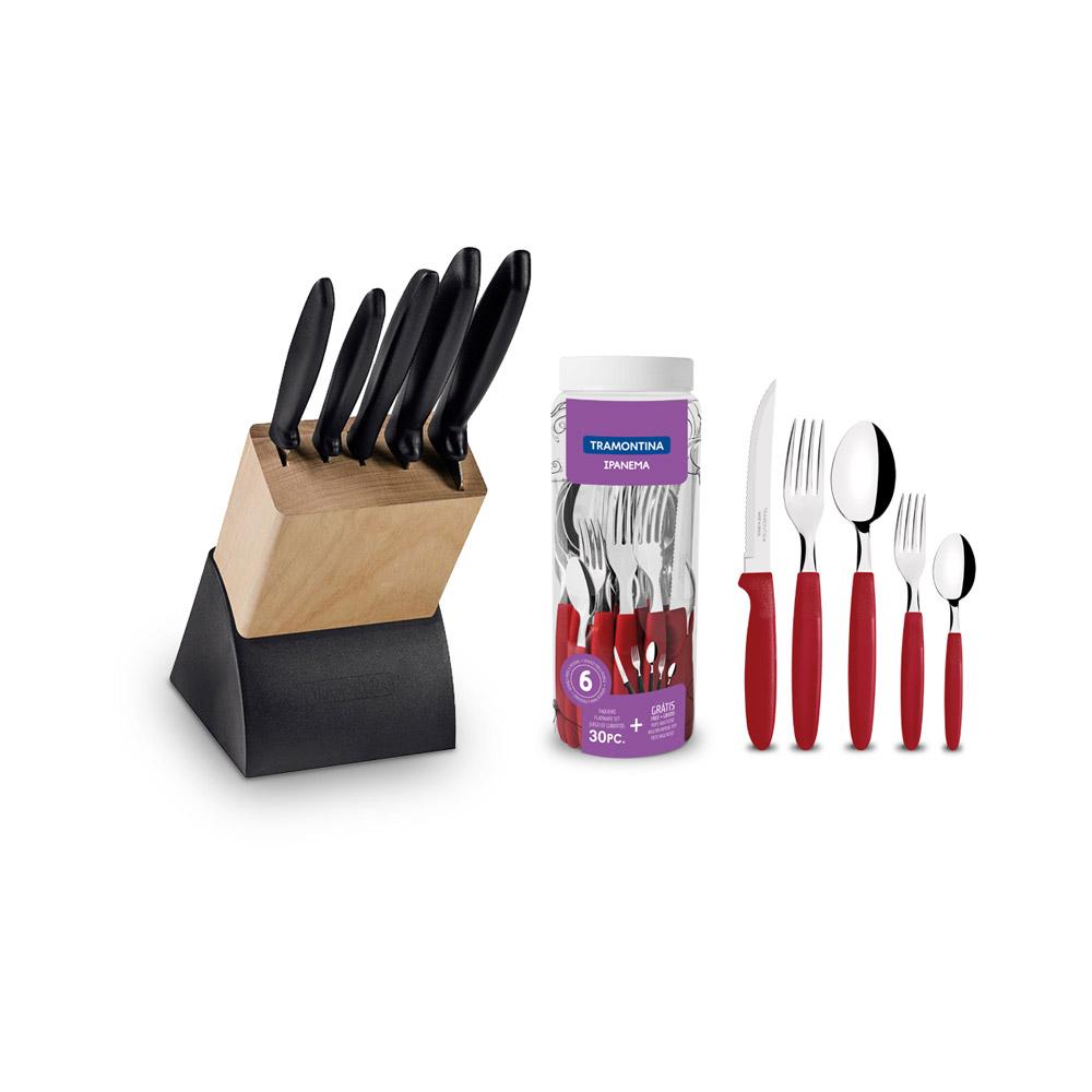 Kit Faqueiro Plenus 6 Peças + 1 Faqueiro 30 Peças Ipanema Vermelho - Tramontina