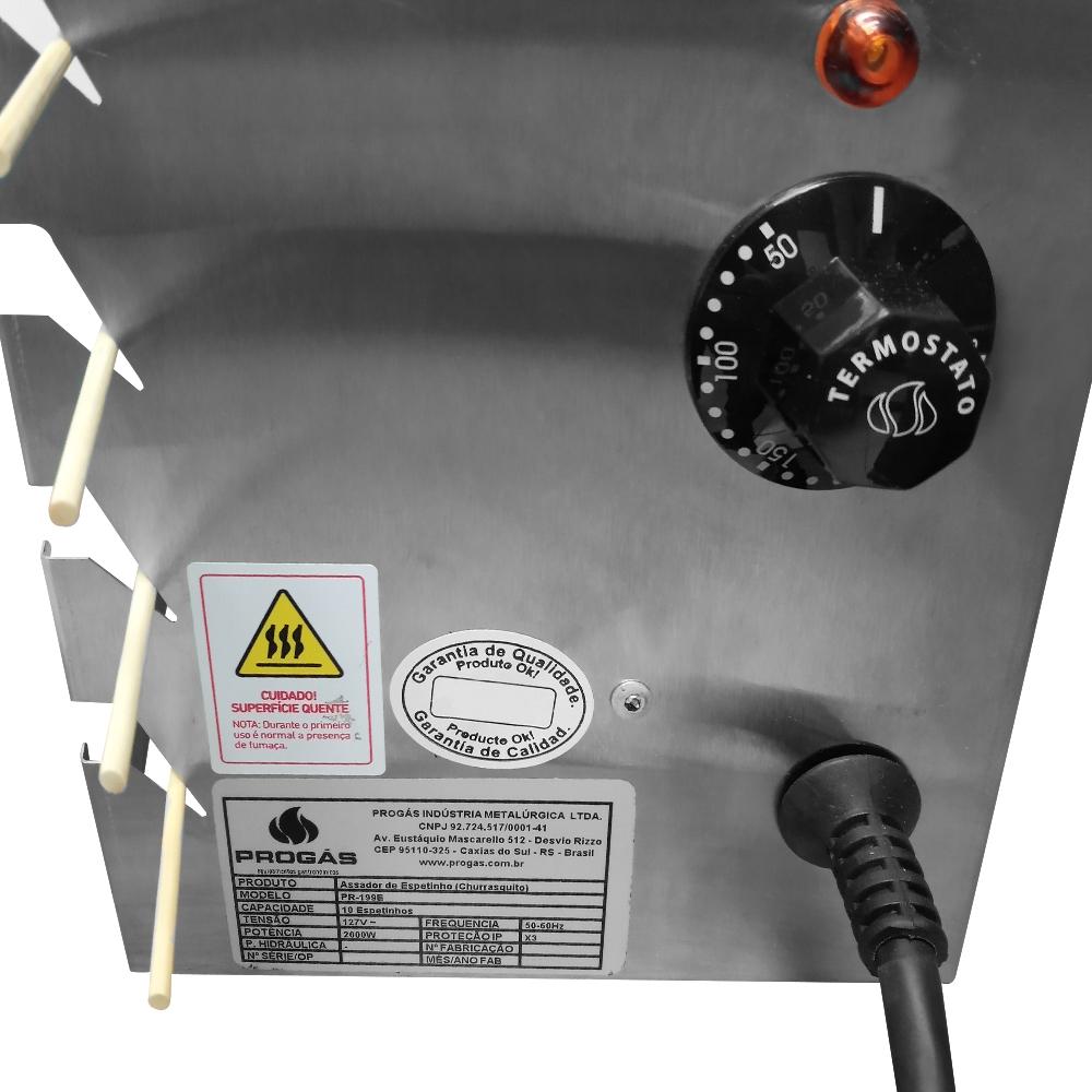 Kit - Churrasqueira 10 Espetinhos Churrasquito Elétrico Pr-199e 127v + 50 Espetinhos - Progás