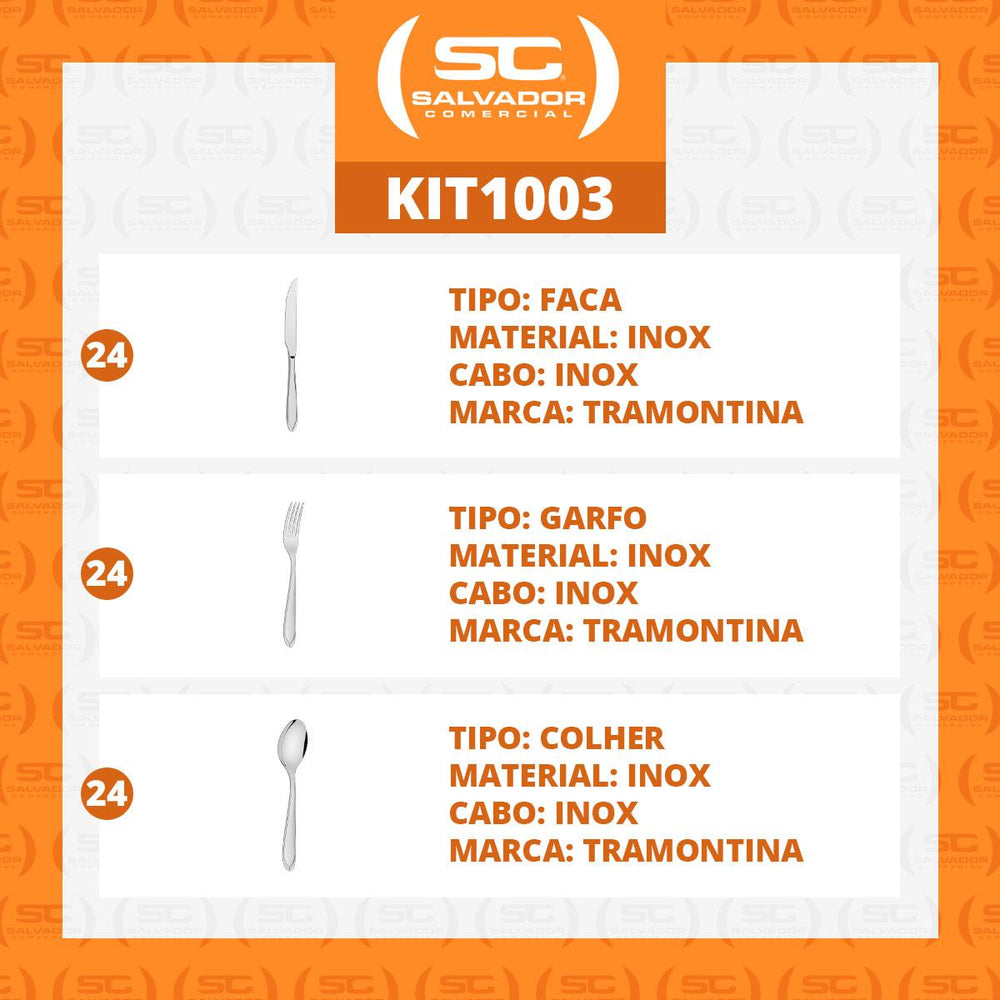 KIT - Jogo de Facas, Garfos e Colheres Luxo Laguna 72 Peças em Aço Inox ITOP - Tramontina