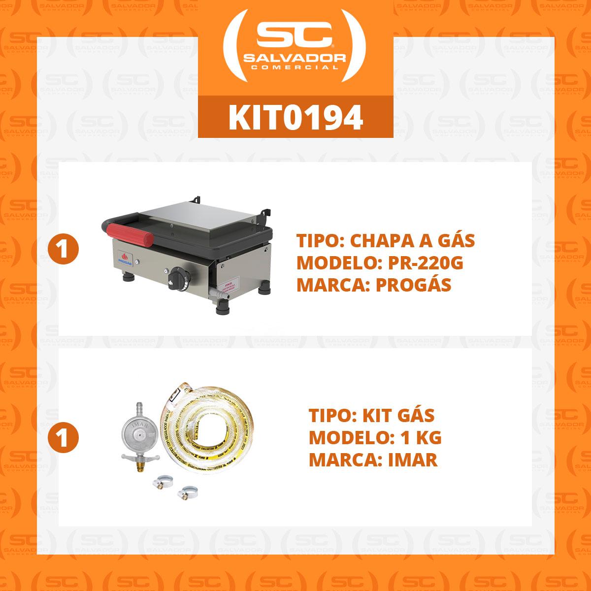 Kit - Sanduicheira Mini Grill Gás Pr-220g + Kit Gás - Progás