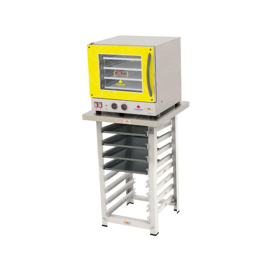 Kit - Forno Turbo Prp-004 220v Amarelo + Bancada Mes-004 + 4 Assadeiras - Progás