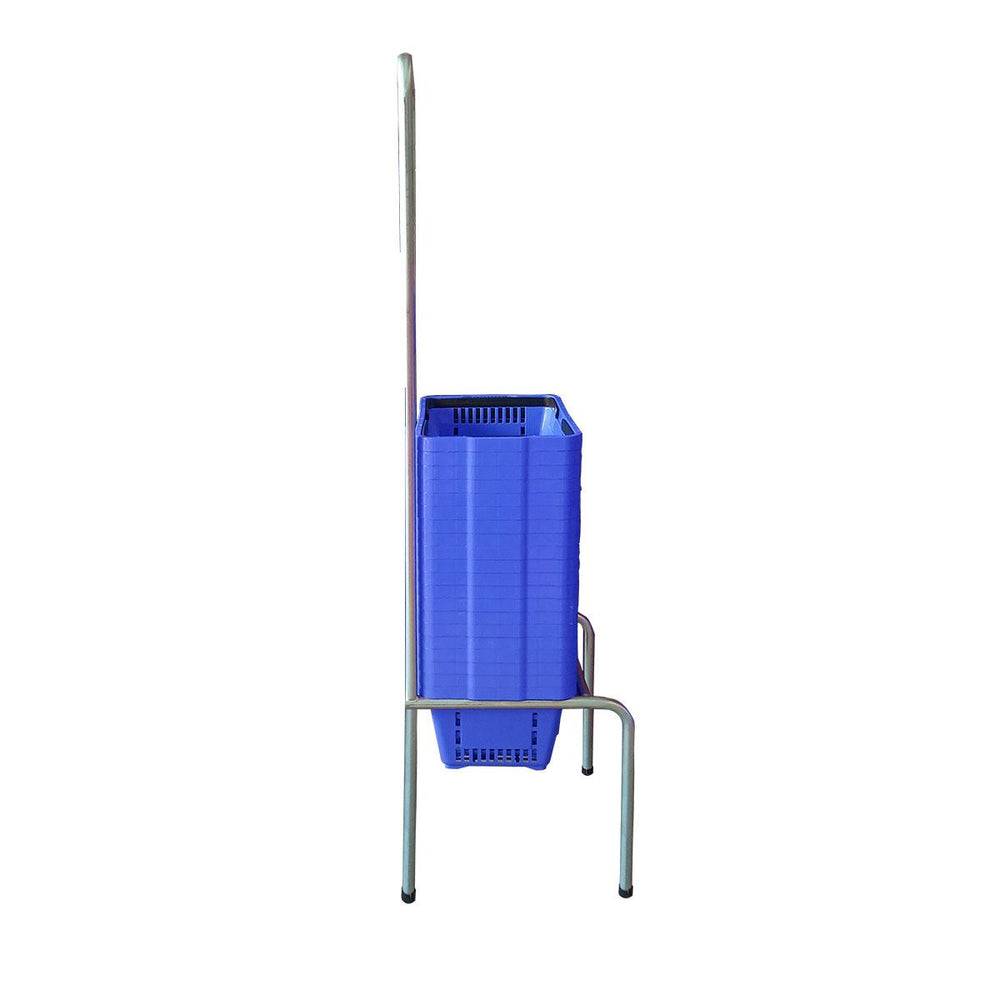 Kit Suporte Para Cestos De Compras Simples + 20 Cestos D100 Azul