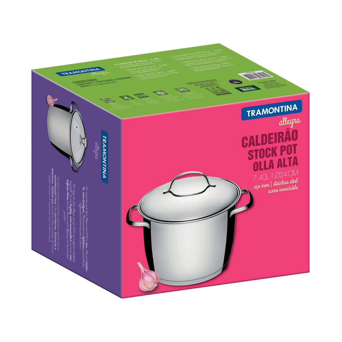 Caldeirão Allegra Em Aço Inox Com Fundo Triplo 24 Cm 7,5 L - Tramontina 62655240