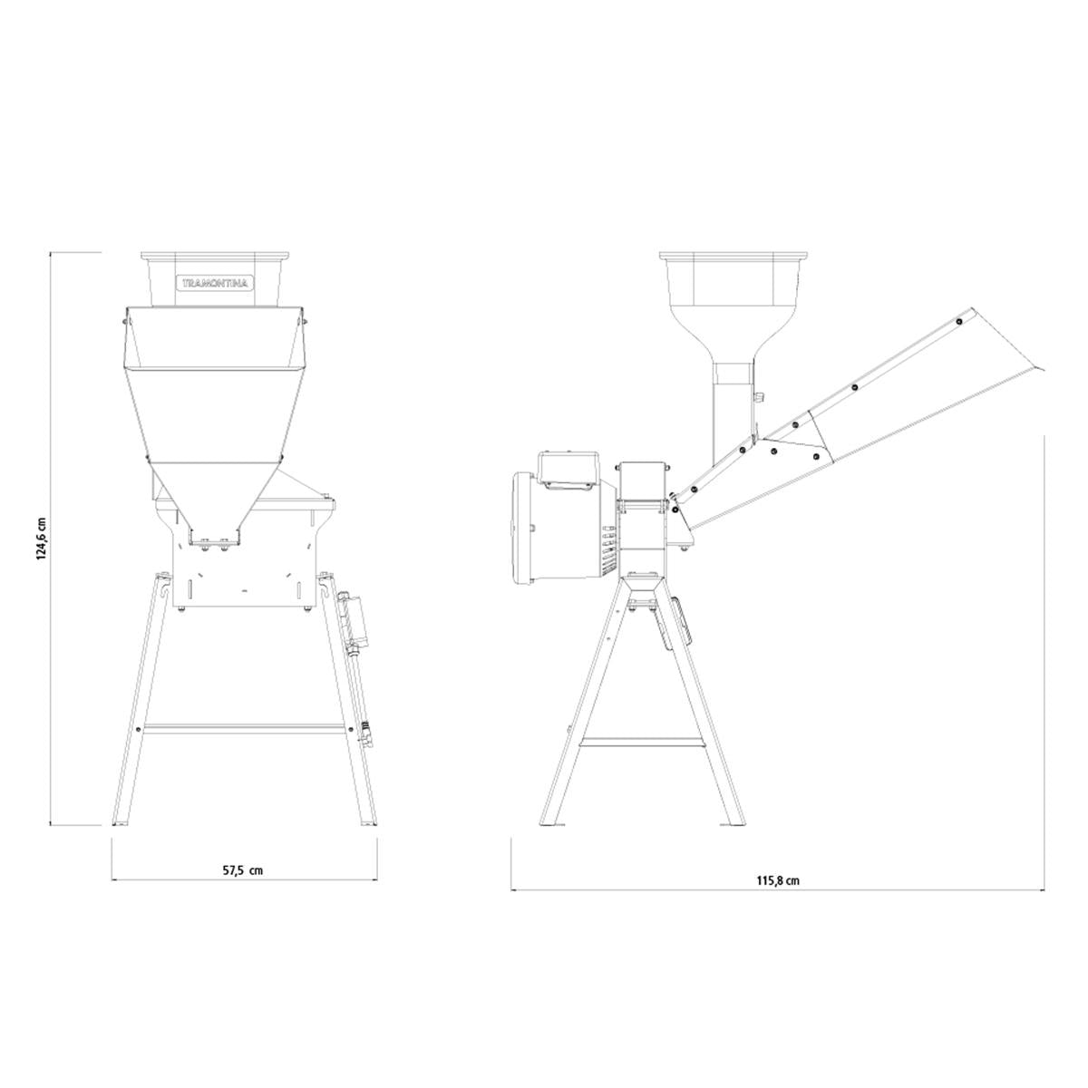 Triturador Elétrico Suporte Triangular Motor 2 hp Saída Lateral Te30t Bivolt - Tramontina 79854342