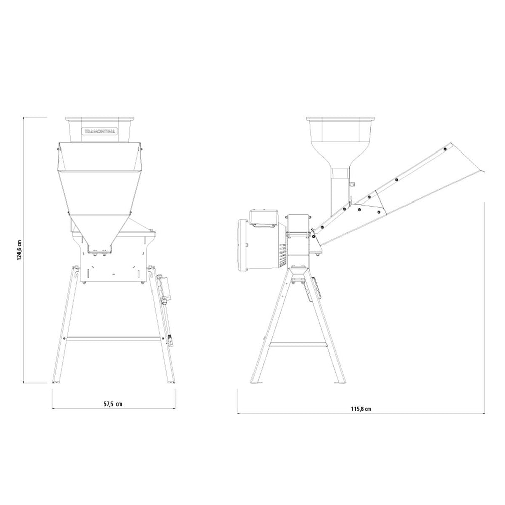 Triturador Elétrico Suporte Triangular Motor 2 hp Saída Lateral Te30t Bivolt - Tramontina 79854342