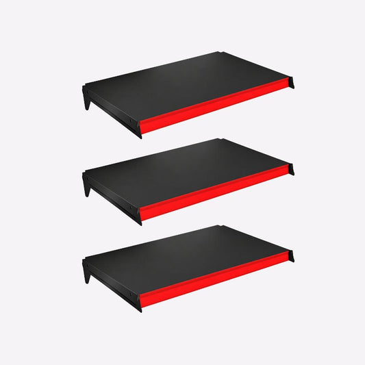 Kit 3 Bandejas Prateleiras 40x91 P/gôndola New Plus Preta Porta Etiquetas Vermelho - SA Gôndolas