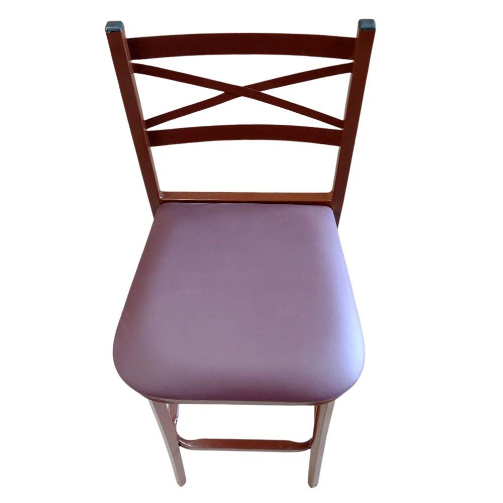 SEMINOVO - Conjunto Duas Banquetas de Metal Piovera Acento Estofado Marrom - Benfati