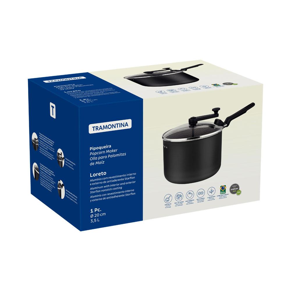 Pipoqueira Loreto Em Alumínio Antiaderente Starflon Grafite 20 Cm 3,5 L - Tramontina 20387020