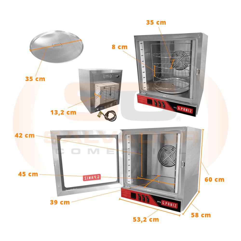 Kit Forno Turbo Convector Elétrico Rotativo 4 Bandejas Ø 35cm FCR 4 220V Gpaniz + Pegador Tramontina