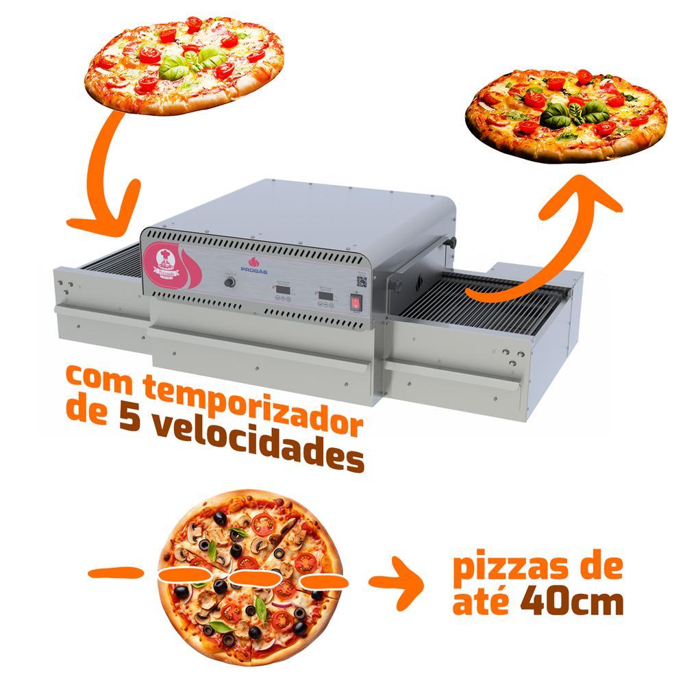 Forno Esteira Elétrico Pizzas 40cm Profissional Alta Produção Inox Trifásico PRFE-400 380T - Progás