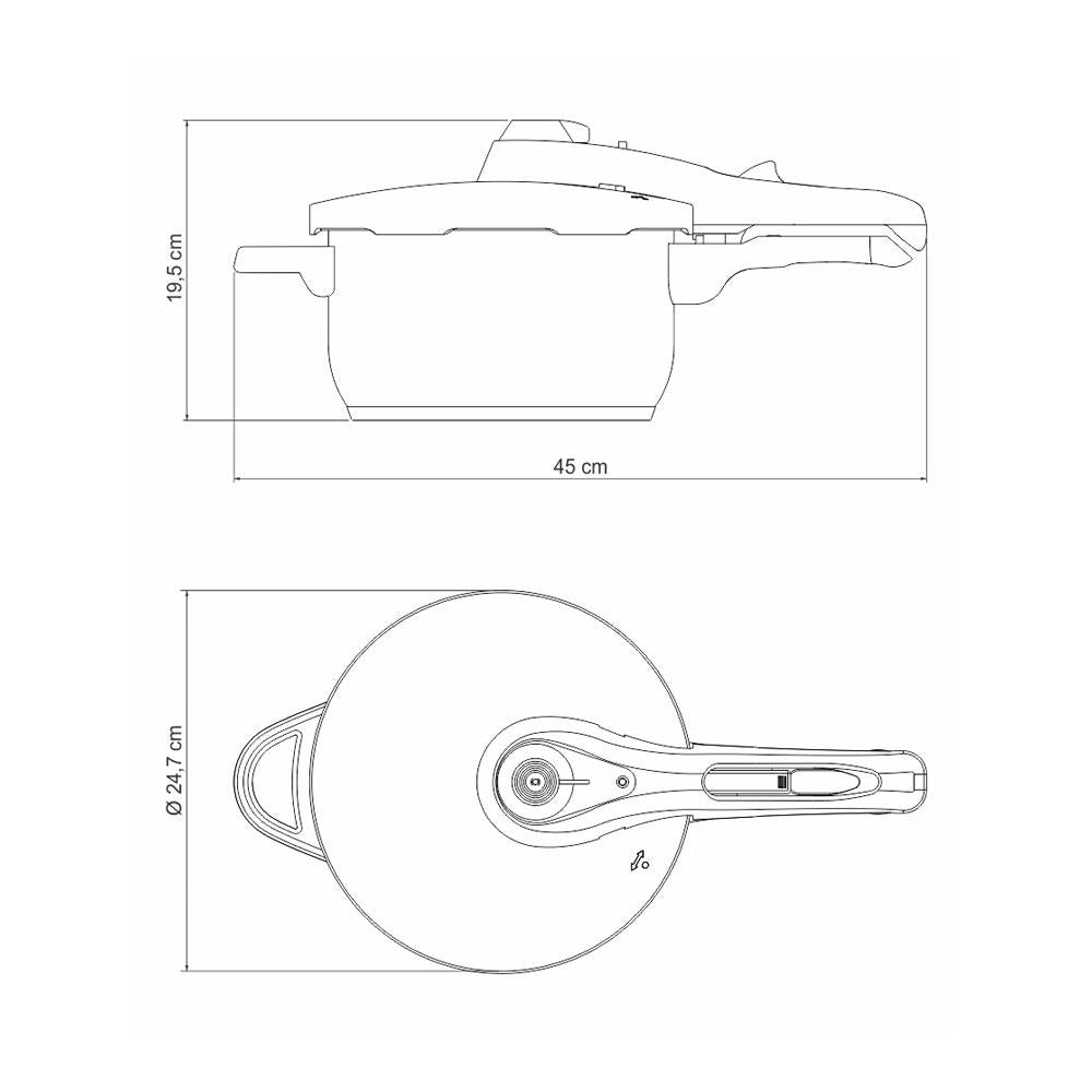 Panela de Pressão Solar Inox Fundo Triplo 5 Dispositivos de Segurança 22 cm 4,5 l - Tramontina 62513223