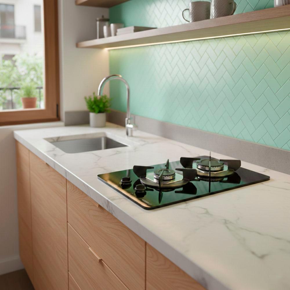 Fogão Cooktop Vidro Gás 2 Bocas Simples Safe Ferro Flange Inox Safe2 Bivolt - Nardelli 27011201-00