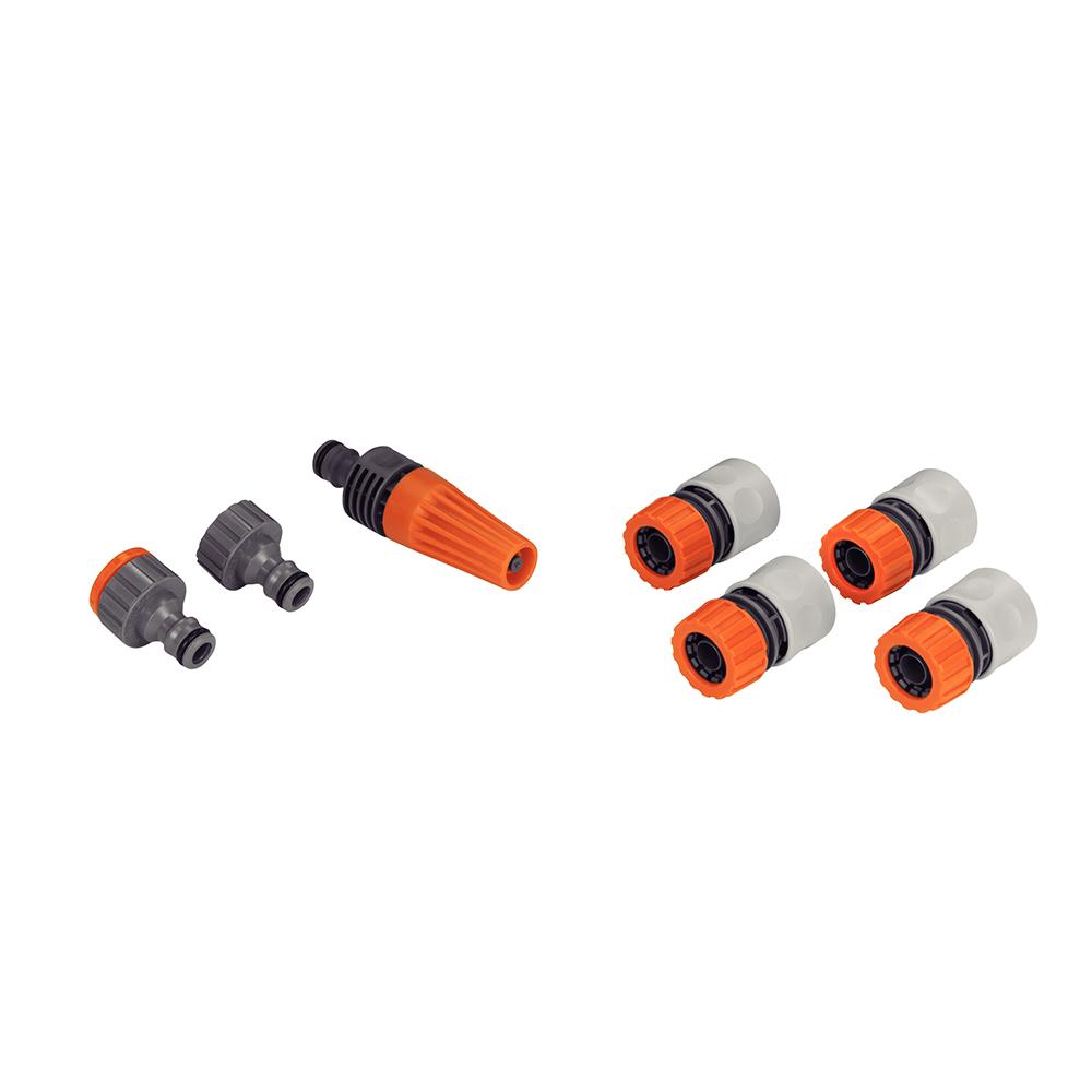 Conjunto Irrigação Enrolador Mangueira 20m Esguicho Adaptadores Engates 9pcs - Tramontina 78594600