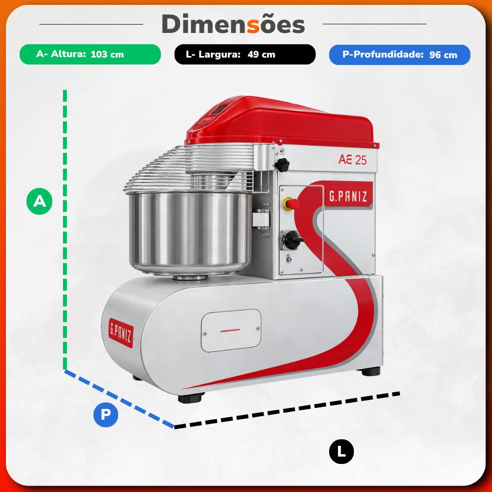 Amassadeira Espiral Epoxi Trifasico AE25 G2 D 380T 2 Vel Digital - Gpaniz 43247