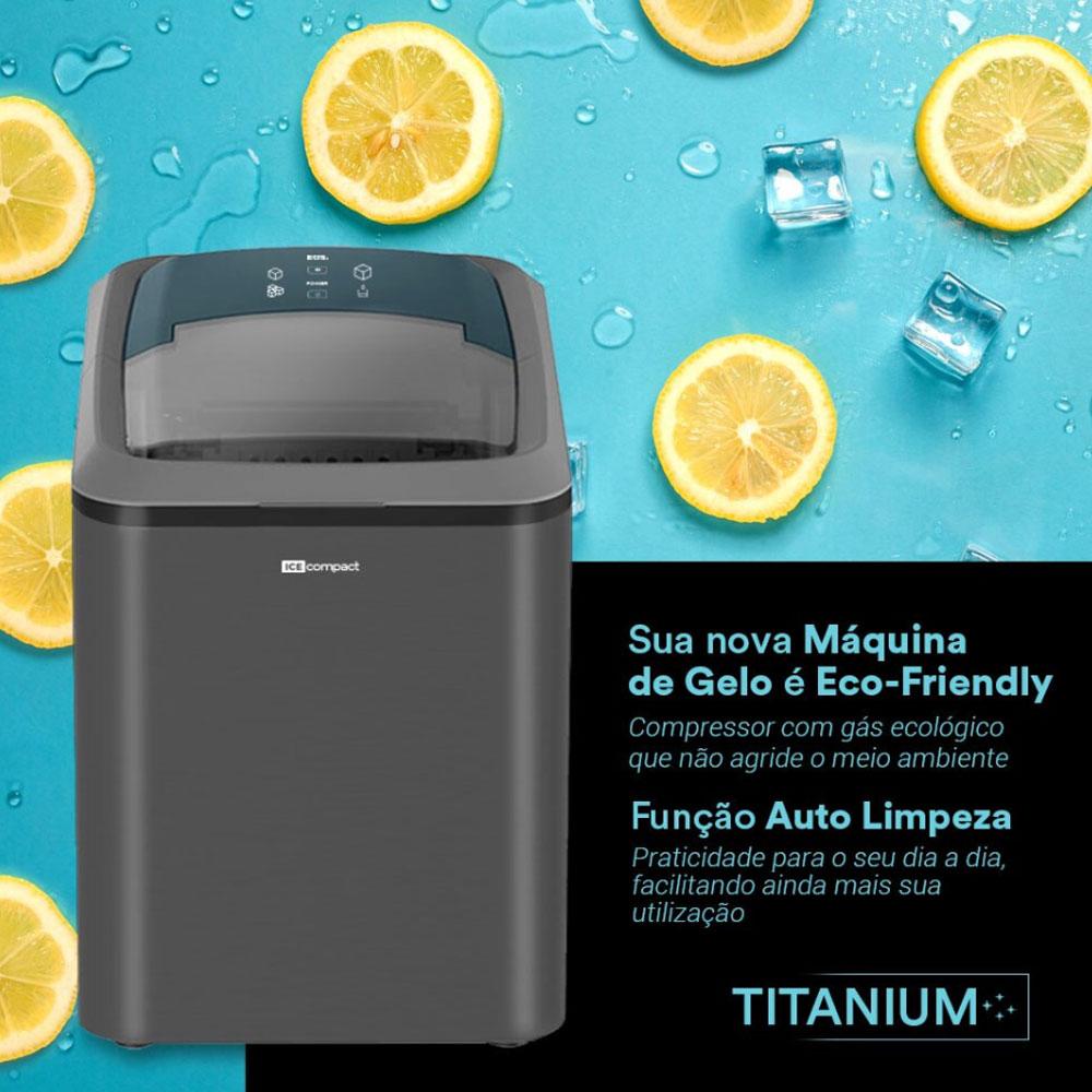 Máquina De Gelo Titanium 15Kg Ice Compact EMG02T 127V - EOS B203038
