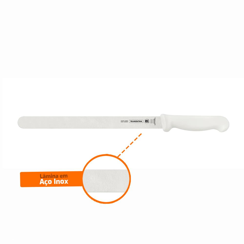 Faca Fiambres Profissional Lâmina Inox e Cabo em Polipropileno Branco 12" - Tramontina 24628082