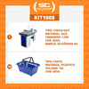 Kit - Caixa Supermercado Empacotador Check-out 1,5m Recorte + 10 Cestos de Compras Azul