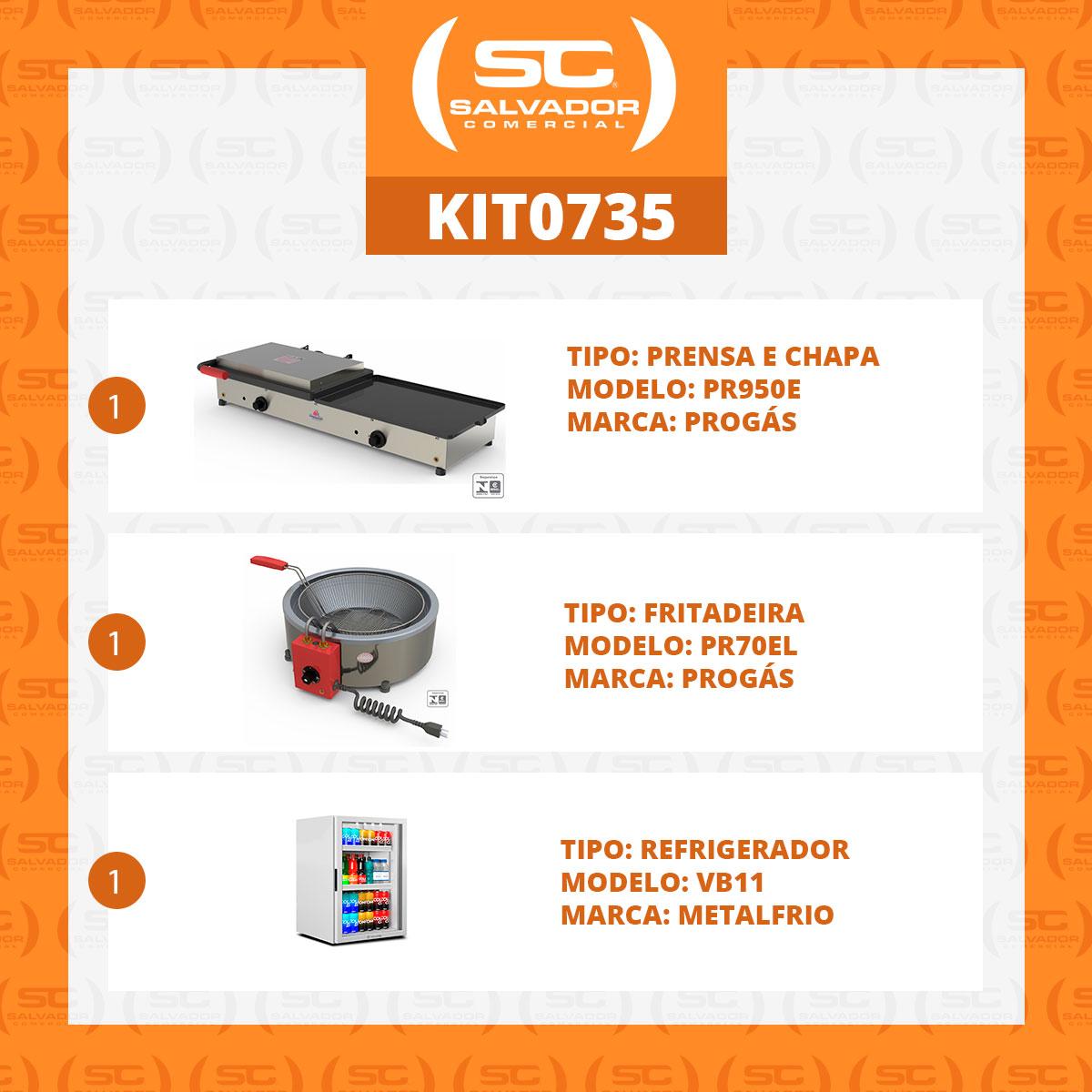 Kit Burger Elétrico - Prensa e Chapa Pr950e + Fritadeira Pr70el + Refrigerador Vb11 - 220v