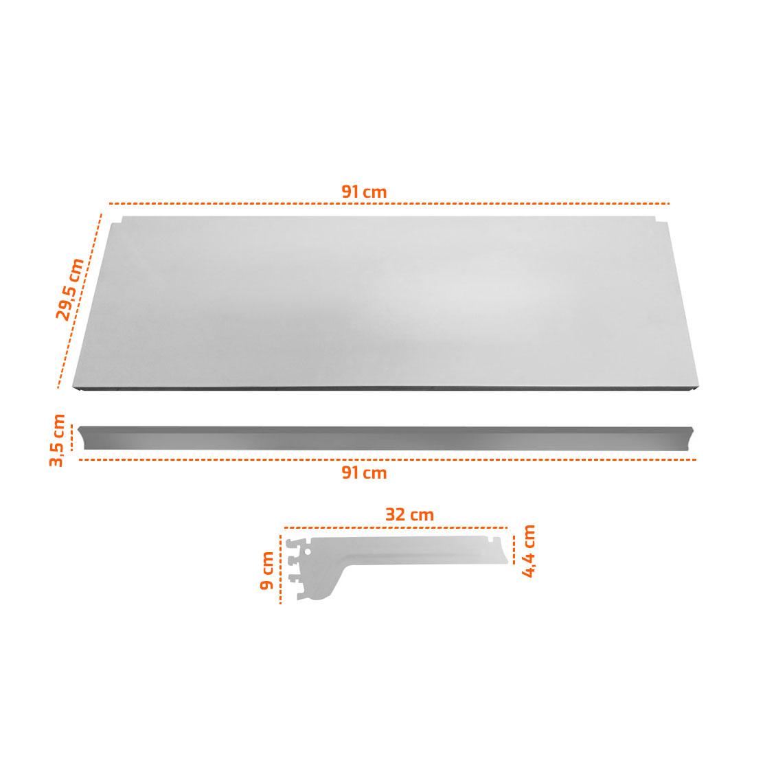 Bandeja Prateleira Com Reforço 30x91 para Gôndolas New Plus com Porta Etiqueta Verde - SA Gôndolas