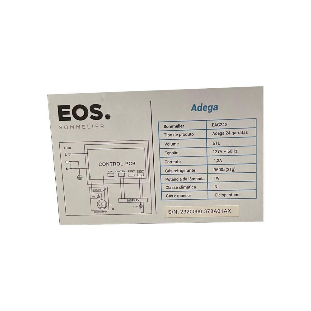 Semi - Adega Climatizada 24 Garrafas Compressor Painel Touch Full Glass EAC24G 127V - EOS