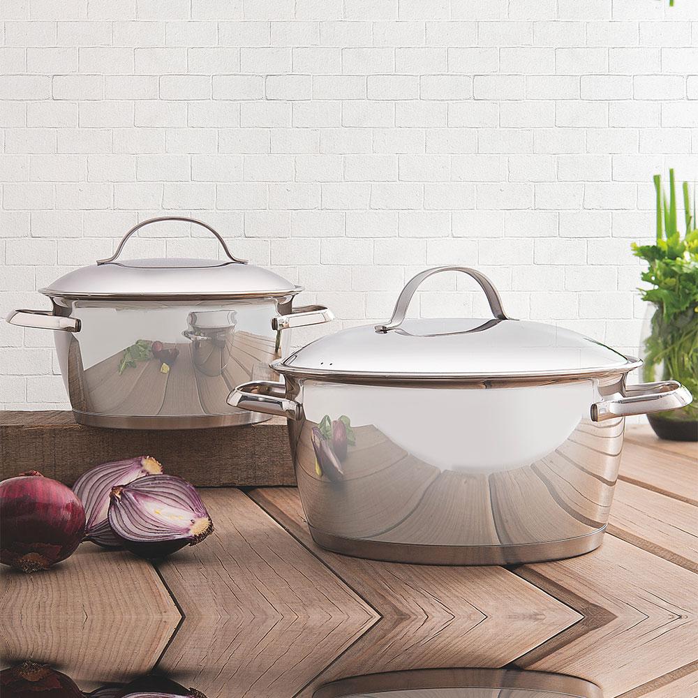 Jogo de Panelas Allegra Aço Inox Fundo Triplo Tampas de Inox 7 Peças - Tramontina 65650170