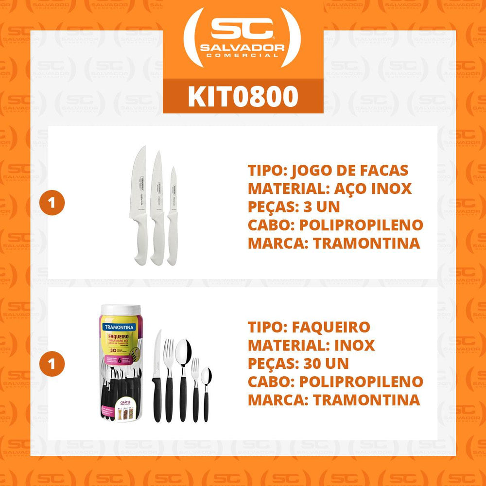 Kit - Faqueiro Premium 3 Peças + 1 Faqueiro 30 Peças Ipanema Preto - Tramontina