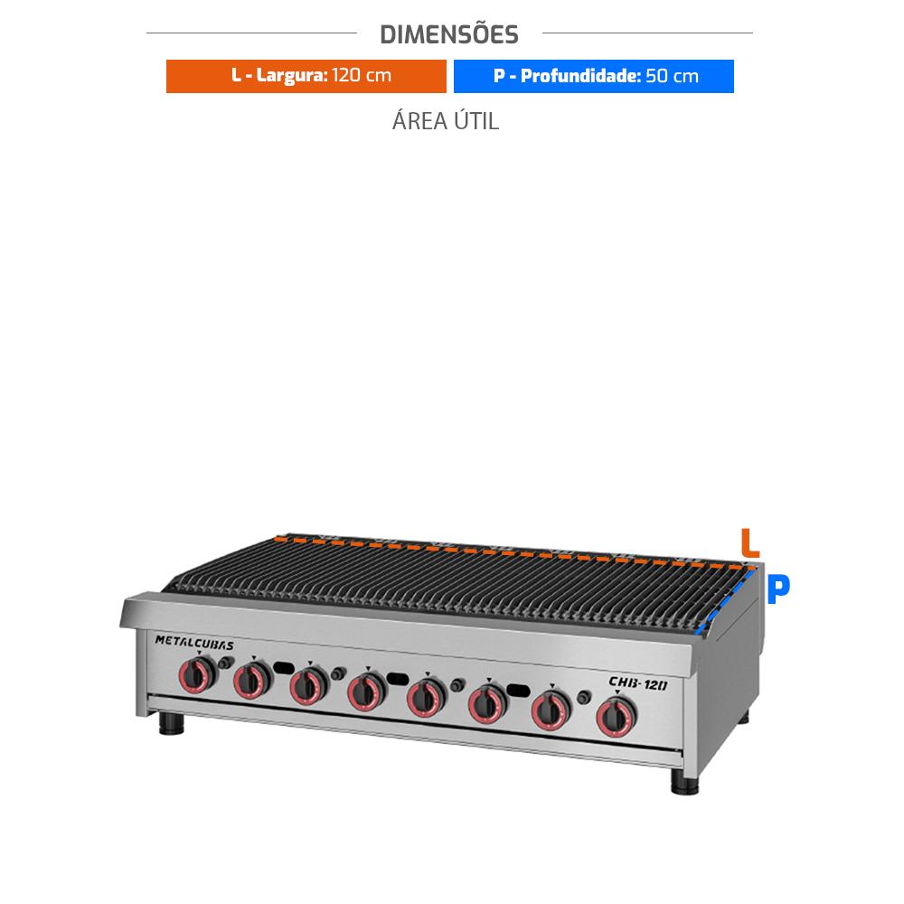Char Broiler Chapa Grill Premium 120cm Profissional Aço Inox a Gás CHB-120 G2 - Metalcubas 26391