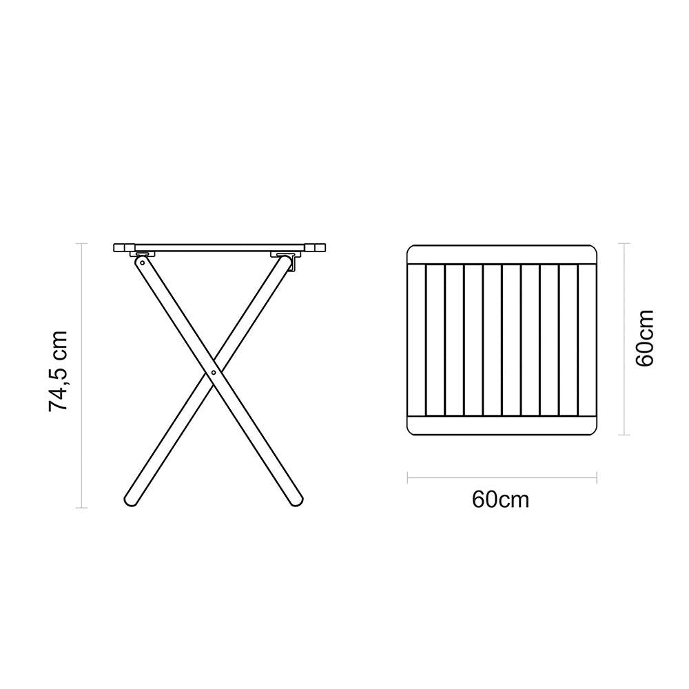 Mesa Dobrável Beer Em Madeira Tauarí 60x60 Com Acabamento Tabaco - Tramontina