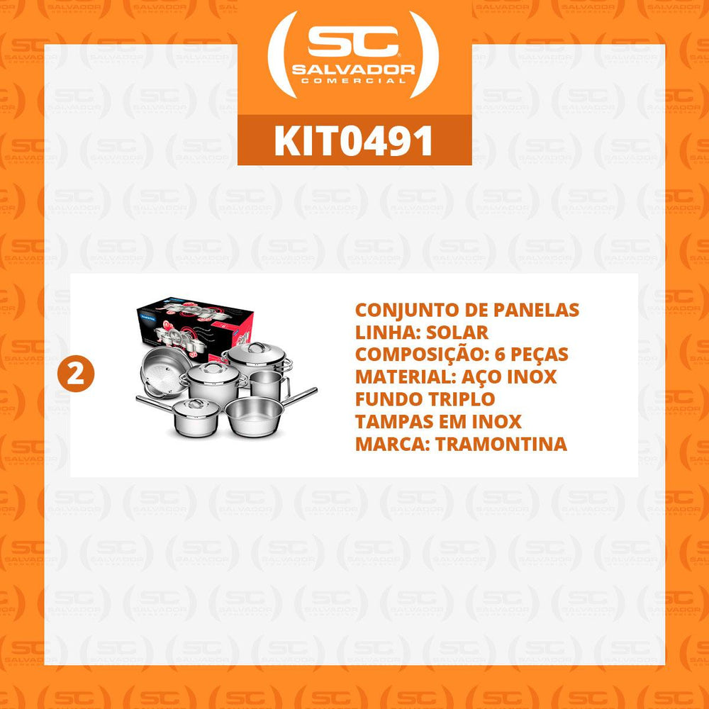 Kit 2 Jogos de Panelas Solar 6pçs Inox