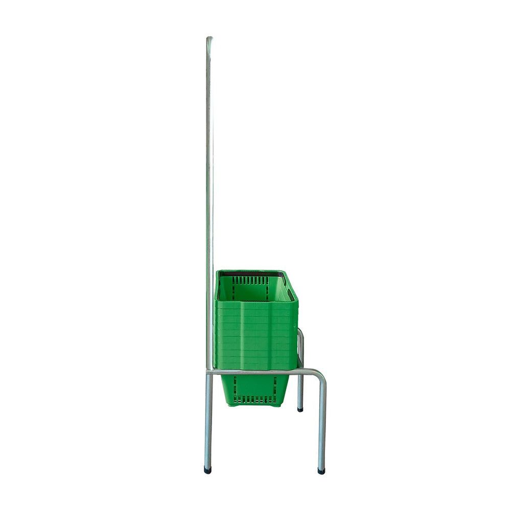 Kit Suporte Para Cestos De Compras Simples + 10 Cestos D100 Verde