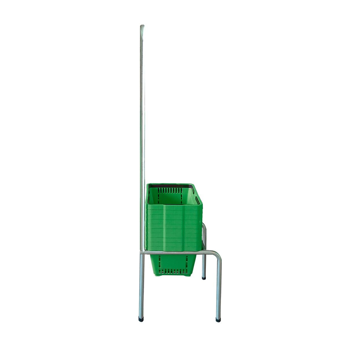Kit - Suporte Para Cestos de Compras Simples + 10 Cestos D100 Verde