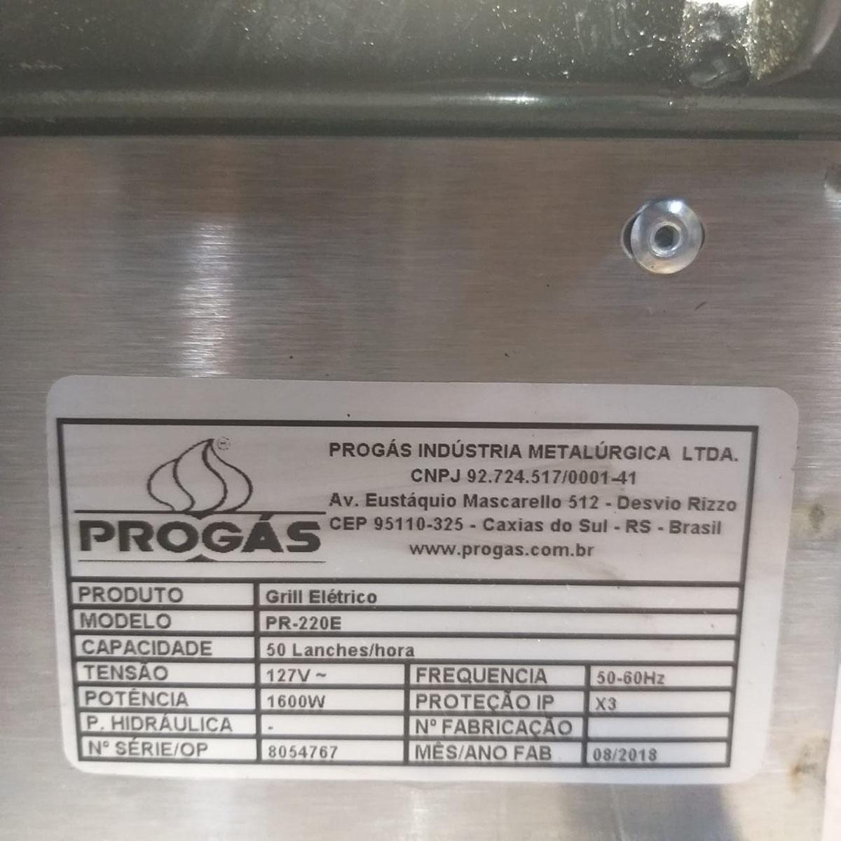 Semi - Prensa Mini Grill Elétrico PR-220E New Queen Progas 127V