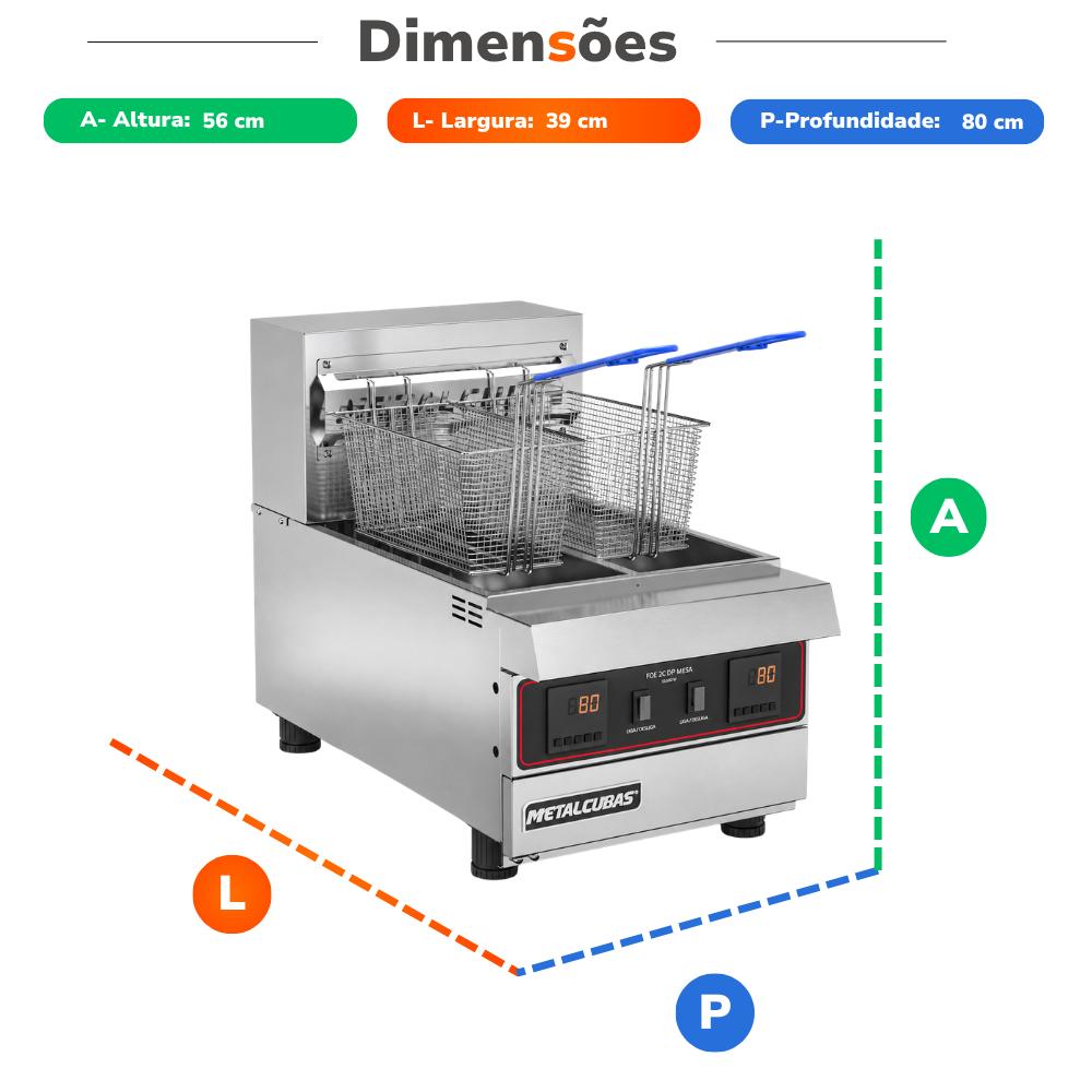 Fritador Zona Fria de Óleo Elétrico Mesa Premium Duplo Display FOE2C M DP PRM 220v Metalcubas 27288