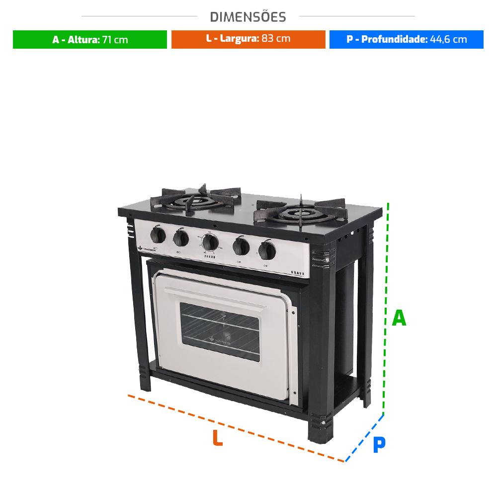 Kit Fogão Industrial 2 Bocas com Forno Bravo Cinza Venâncio + 2 Caçarolas Tramontina Turim