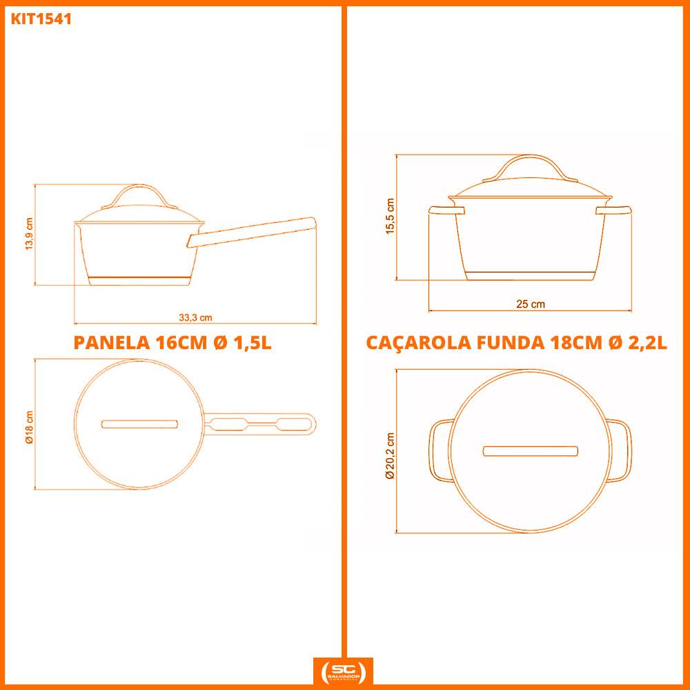 Conjunto de Panelas Allegra Inox 2 Peças Fundo Triplo 16 e 18 Cm - Tramontina