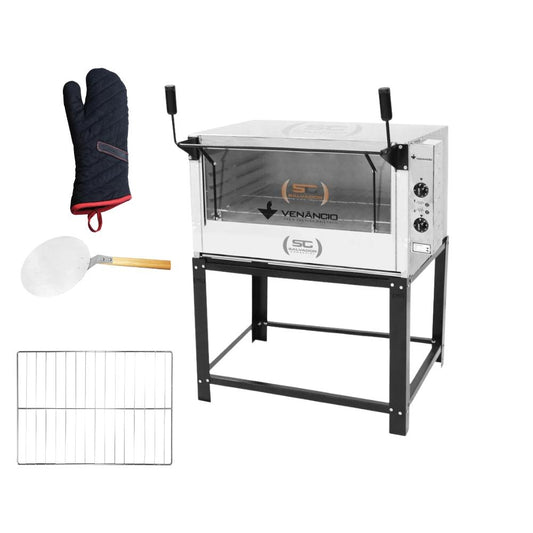 Forno Elétrico Industrial Roma Inox Feri90 220v + 1 Grade Extra + Luva Térmica + pá Pizza - Venâncio