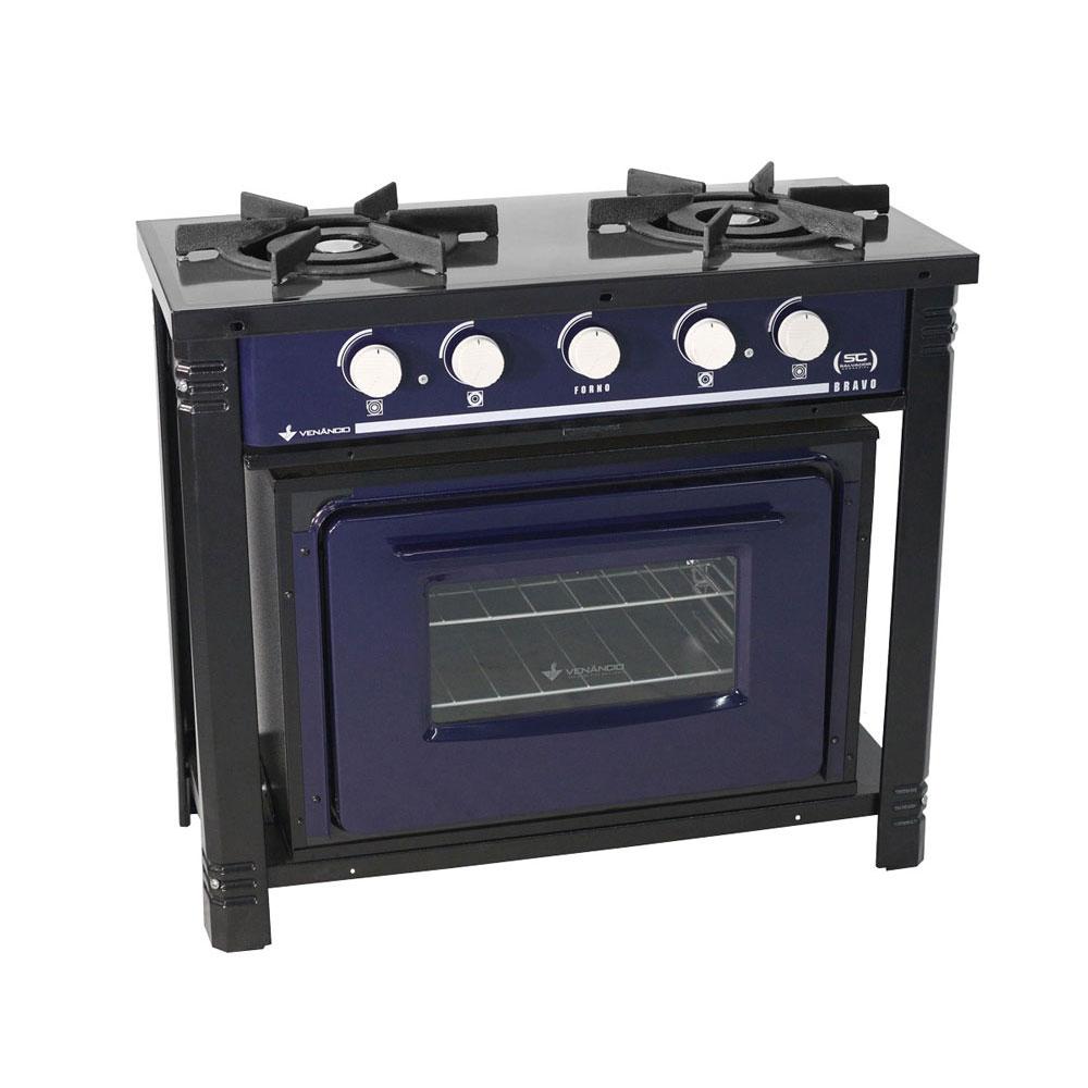 Fogão Industrial 2 Bocas Duplas a Gás com Forno Bravo Azul BR2BF – Venâncio