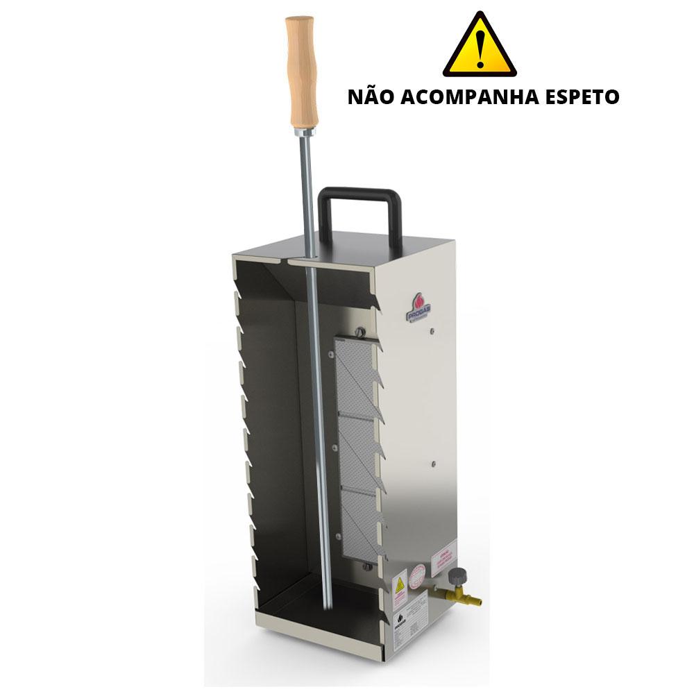 Kit - Assador Churrasquito 10 Espetinhos Em Inox Pr-199 + Kit Gás 1kg - Progás