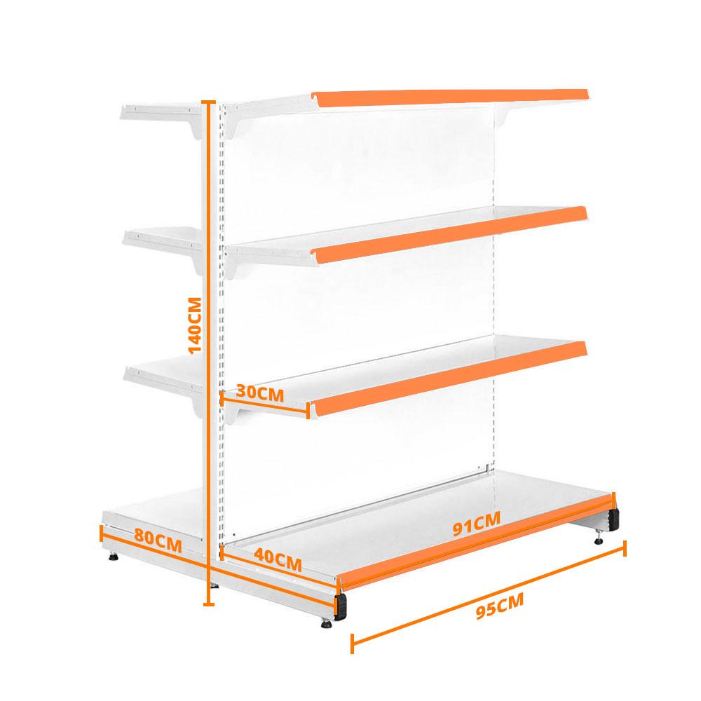 Gôndola Prateleira New Plus 1,40 Central Inicial GCI - Sa Gôndolas Porta Etiquetas Laranja