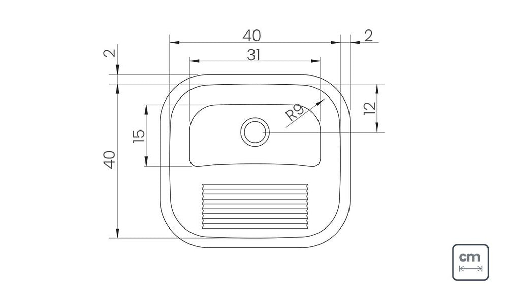 Tanque de Encaixe Para Embutir Hera 25l em Aço Inox Polido 40x40 - Tramontina 94403407
