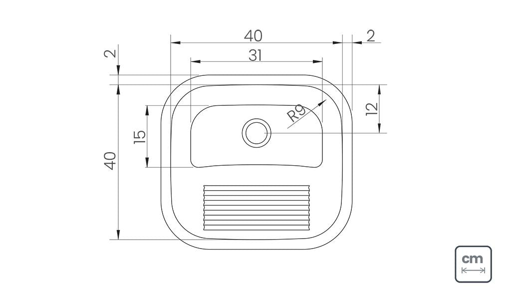 Tanque de Encaixe Para Embutir Hera 25l em Aço Inox Polido 40x40 - Tramontina 94403407