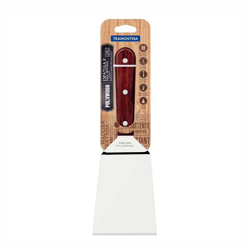 Espátula Fritura Para Chapa Lâmina Inox Cabo Madeira Polywood Vermelho 5" - Tramontina 21168175
