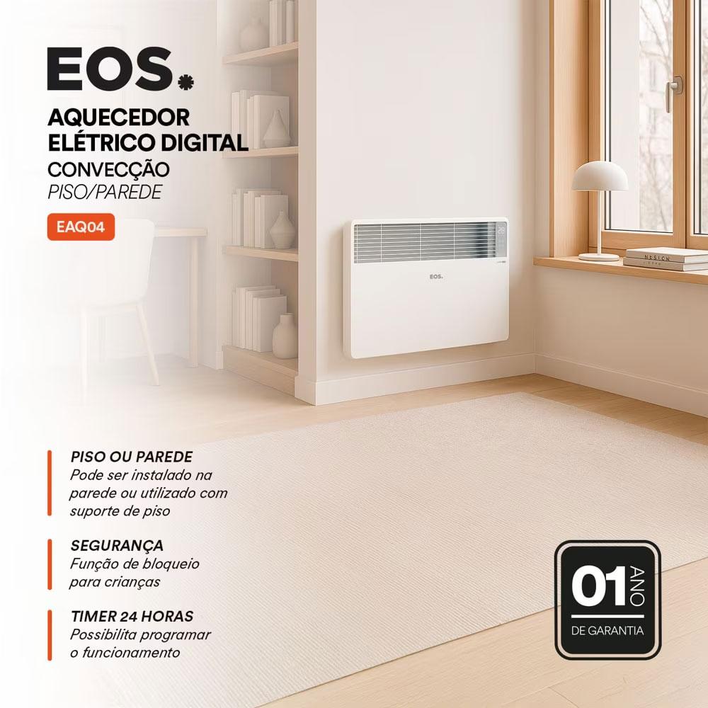Aquecedor Elétrico Digital 2000w Comfort Heat Convecção Piso/parede EAQ04 220v -  EOS B204696