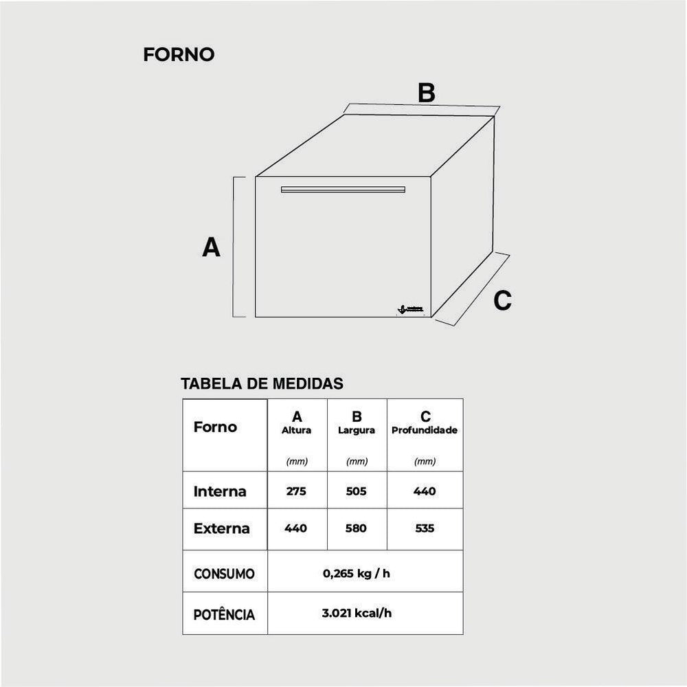 Forno a Gás Semi-Industrial Para Fogão Pizza Pão Bolo Porta Inox F50I - Venâncio 32493