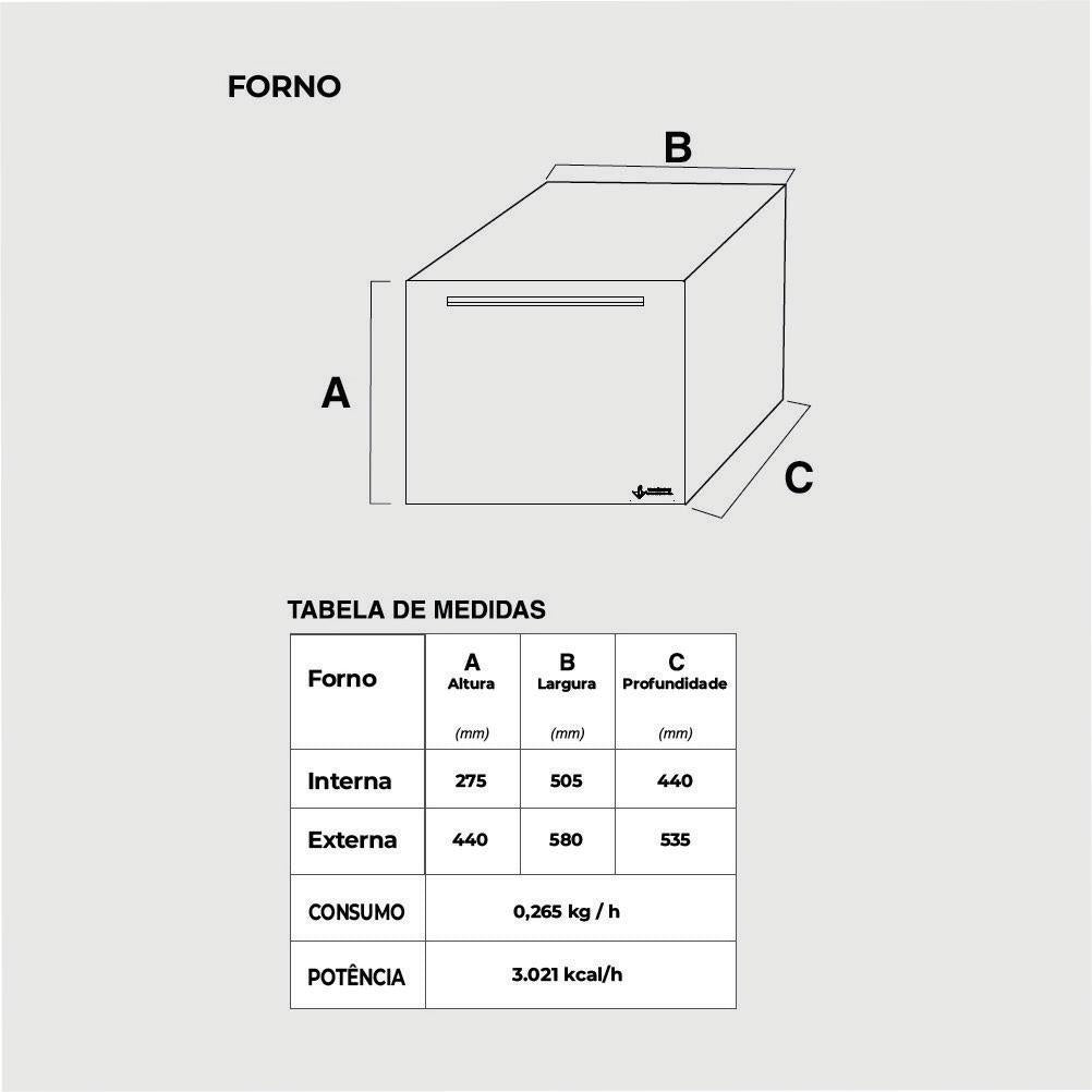 Forno Para Fogão a Gás Pizza Pão Bolo Porta Inox F50i 32493 - Venâncio