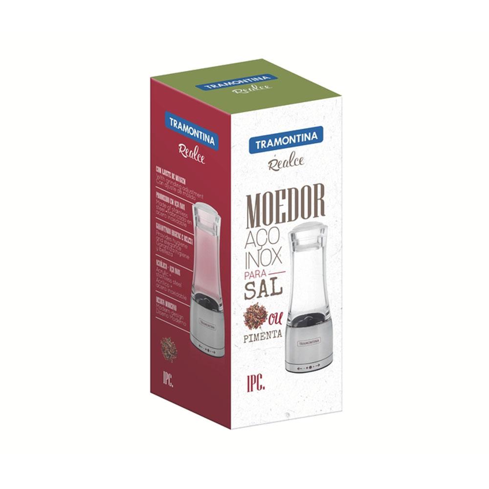 Moedor Saleiro Sal ou Pimenta Realce em Acrílico e Inox com Moinho em Cerâmica - Tramontina 61653000